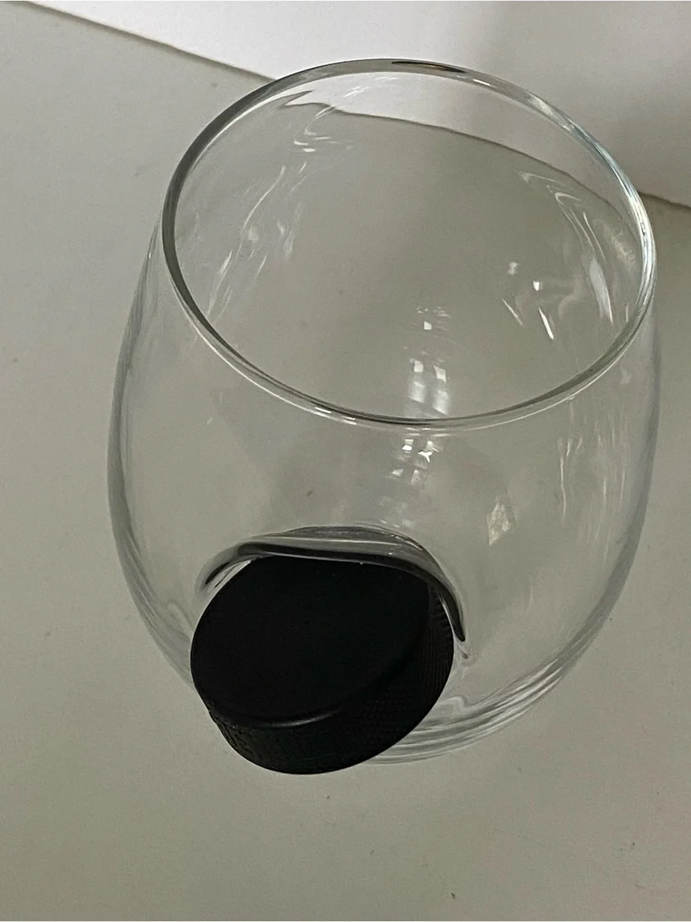 Original BenShot Wine Glass With Hockey Puck MADE IN USA Dad Wedding Gift Sporty
